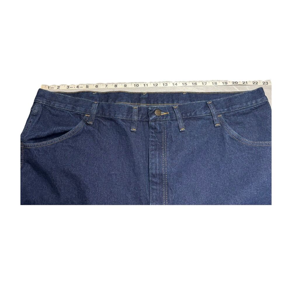 Rustler by Wrangler Jeans Men's 46 x 30 Blue Denim Cotton Straight Leg Dark Wash - Picture 3 of 7